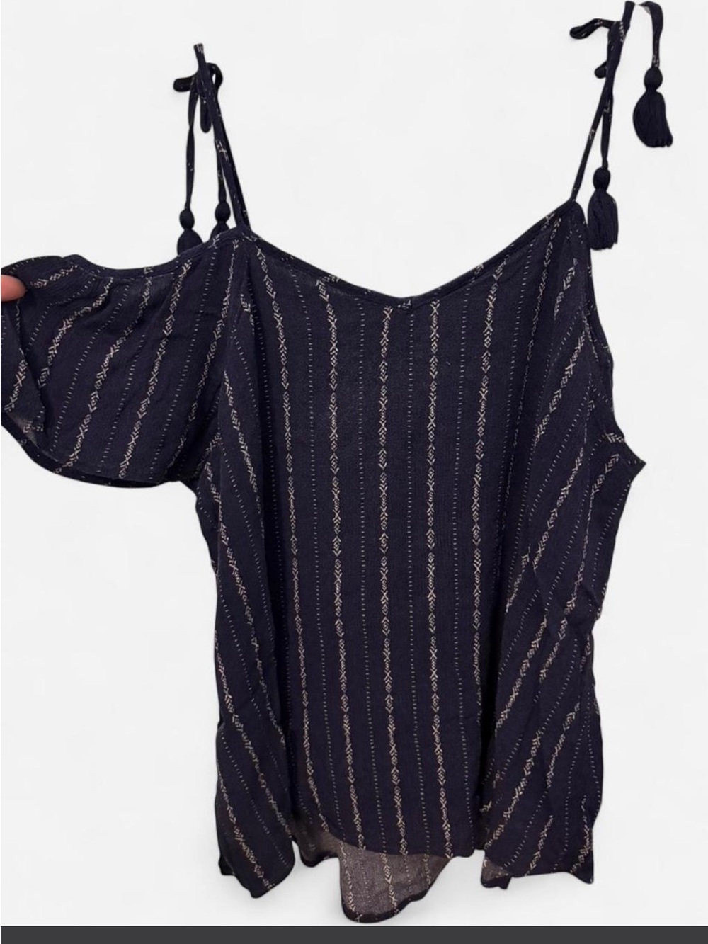 Xhilaration Navy Blue Striped Cold-Shoulder Camisole